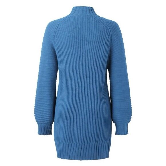 Women’s Knitted Dress Ladies Turtleneck Long Sleeve Mini Sweater Dress Size M/L - Picture 3 of 16